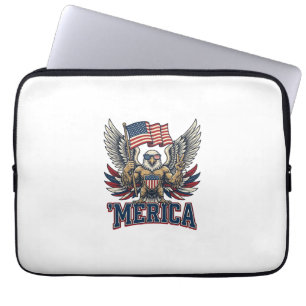 Patriotic Eagle Merica Vintage Vector Shirt Design Laptop Sleeve