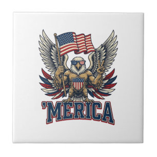 Patriotic Eagle Merica Vintage Vector Shirt Design Tile