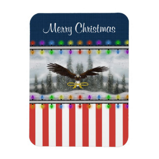 Patriotic Eagle Merry Christmas Square Magnet