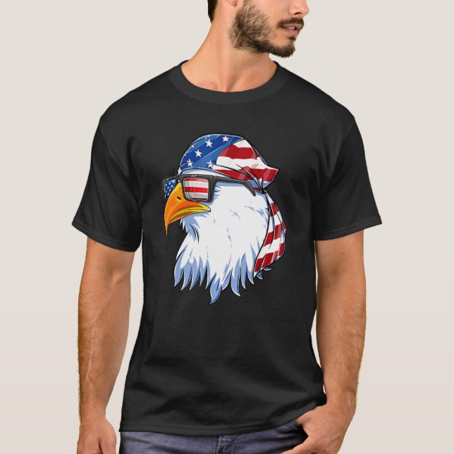 Patriotic Eagle Mullet 4th Of July Usa American Fl T-Shirt (Front)