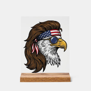 Patriotic Eagle Mullet Vintage Engraving Vector De Acrylic Sign