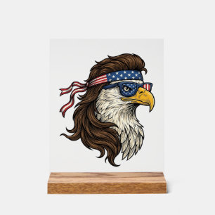 Patriotic Eagle Mullet Vintage Engraving Vector De Acrylic Sign