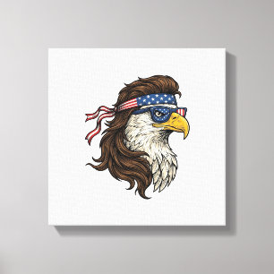 Patriotic Eagle Mullet Vintage Engraving Vector De Canvas Print