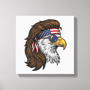Patriotic Eagle Mullet Vintage Engraving Vector De Canvas Print