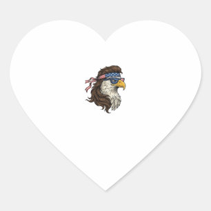 Patriotic Eagle Mullet Vintage Engraving Vector De Heart Sticker