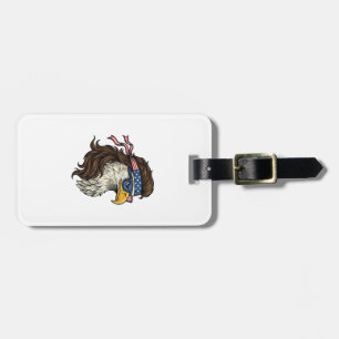 Patriotic Eagle Mullet Vintage Engraving Vector De Luggage Tag