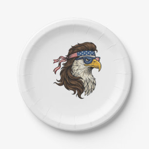 Patriotic Eagle Mullet Vintage Engraving Vector De Paper Plate