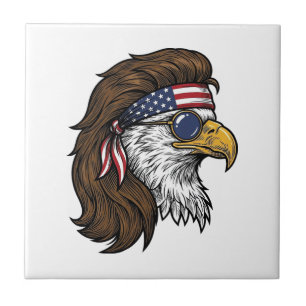 Patriotic Eagle Mullet Vintage Engraving Vector De Tile