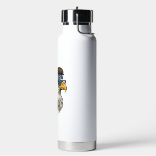 Patriotic Eagle Mullet Vintage Engraving Vector De Water Bottle