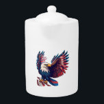 Patriotic Eagle on Teapot<br><div class="desc">The design illustrates a symbol of strength,  freedom,  and patriotism in the United States. It is a symbol of being patriotic,  proud,  and inspiring,  making it a great choice for anyone who wants to show their love and support for the country.</div>