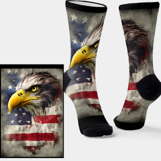 Patriotic Eagle on USA Flag Stars Stripes Socks