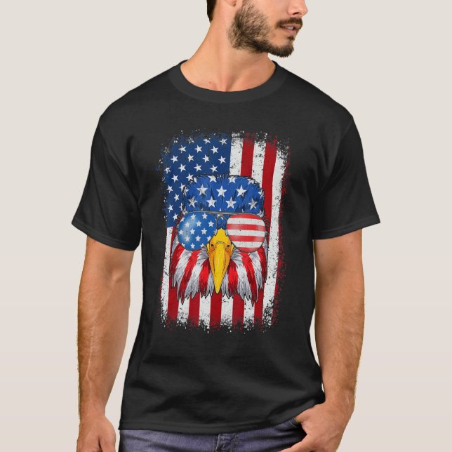 Patriotic Eagle Pride 4th Of July Usa Retro Americ T-Shirt (Front)