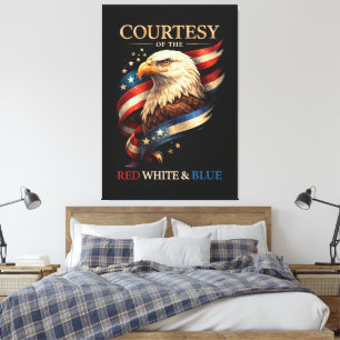 Patriotic Eagle Red White and Blue Vintage Canvas Print