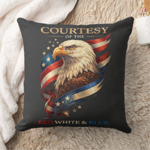 Patriotic Eagle Red White and Blue Vintage Cushion