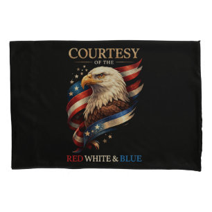 Patriotic Eagle Red White and Blue Vintage Pillowcase