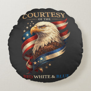 Patriotic Eagle Red White and Blue Vintage Round Cushion