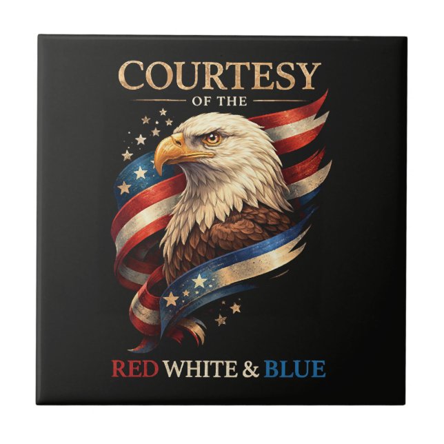 Patriotic Eagle Red White and Blue Vintage  Tile (Front)