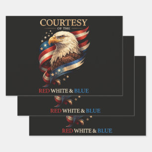Patriotic Eagle Red White and Blue Vintage Wrapping Paper Sheet