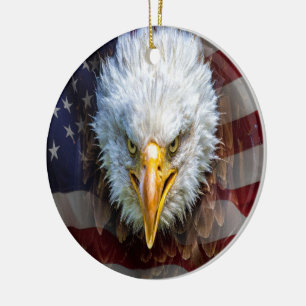 Patriotic Eagle - See Back Ceramic Tree Decoration