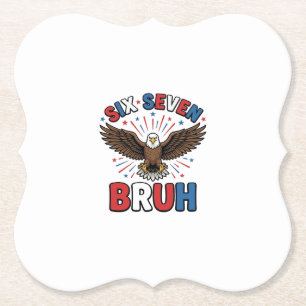 Patriotic Eagle Six Seven Bruh Vector Design_1 Paper Coaster