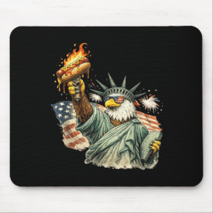 Patriotic Eagle Statue Of Liberty Hot Dog Funny Mouse Mat