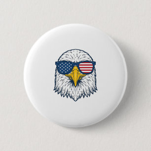 Patriotic Eagle Sunglasses Vintage Vector Design_1 6 Cm Round Badge
