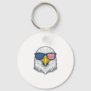 Patriotic Eagle Sunglasses Vintage Vector Design_1 Key Ring