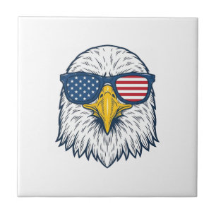 Patriotic Eagle Sunglasses Vintage Vector Design_1 Tile
