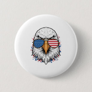 Patriotic Eagle Sunglasses Vintage Vector Shirt_1 6 Cm Round Badge