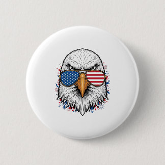 Patriotic Eagle Sunglasses Vintage Vector Shirt_1 6 Cm Round Badge