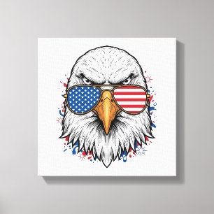 Patriotic Eagle Sunglasses Vintage Vector Shirt_1 Canvas Print
