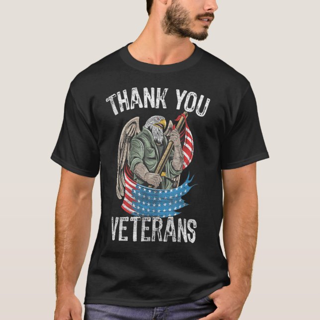 Patriotic Eagle Thank You Veterans Day T-Shirt (Front)