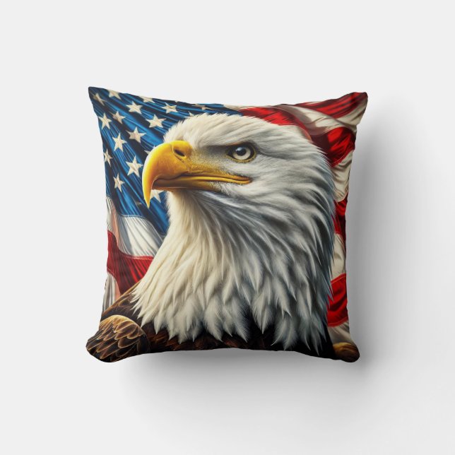 Patriotic Eagle Throw Pillow (Front)