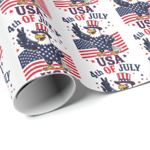 Patriotic eagle tiled pattern July 4th party Wrapping Paper