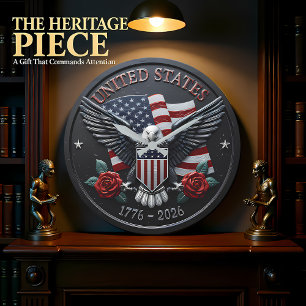 Patriotic Eagle United States Large Clock