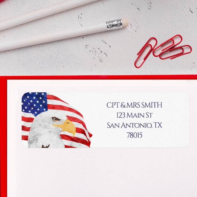 Patriotic Eagle US Flag Address (Patriotic Flag Return Address Label Sticker)