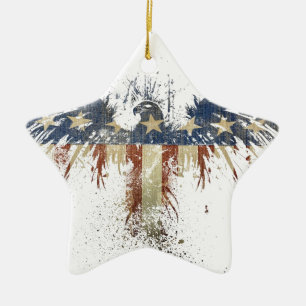 Patriotic eagle, US/USA, SAD flag Ceramic Tree Decoration