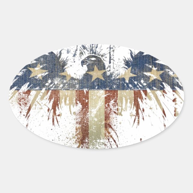 Patriotic eagle, US/USA, SAD flag Oval Sticker (Front)