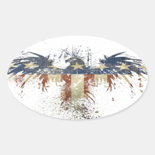 Patriotic eagle, US/USA, SAD flag Oval Sticker