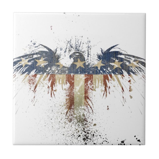 Patriotic eagle, US/USA, SAD flag Tile (Front)