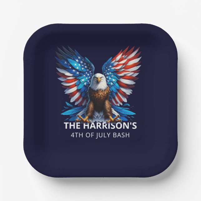 Patriotic Eagle USA 4th of July Paper Plate (Front)