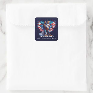 Patriotic Eagle USA 4th of July Square Sticker