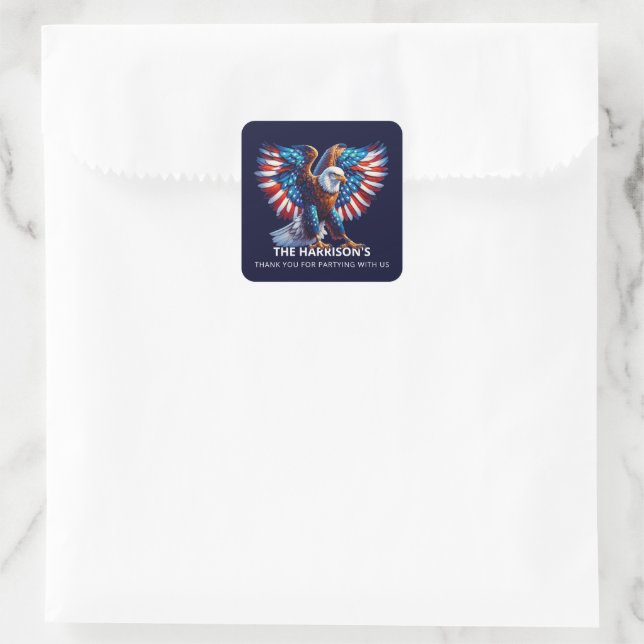 Patriotic Eagle USA 4th of July Square Sticker (Bag)