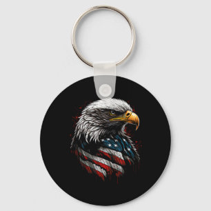 Patriotic Eagle Usa American Flag 4th Of July Men Key Ring