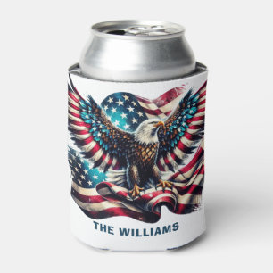 Patriotic Eagle USA Flag  4th Of July Can Cooler