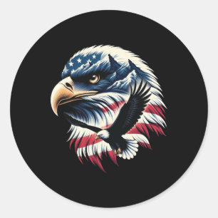 Patriotic Eagle Usa Flag 4th Of July Man Woman Art Classic Round Sticker