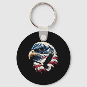 Patriotic Eagle Usa Flag 4th Of July Man Woman Art Key Ring