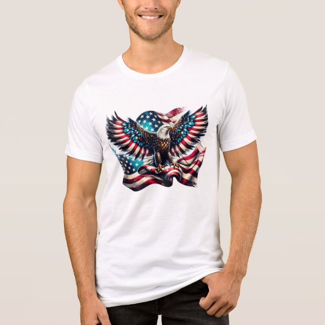 Patriotic Eagle USA Flag  4th Of July Tri-Blend Shirt (Front)