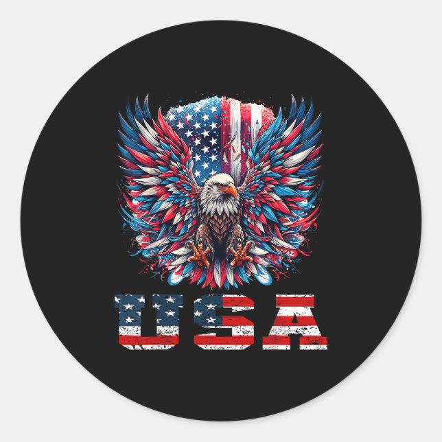 Patriotic Eagle Usa Flag Design Graphic  Classic Round Sticker (Front)