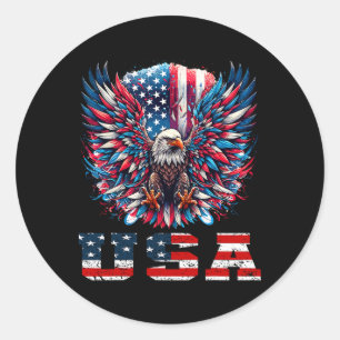 Patriotic Eagle Usa Flag Design Graphic Classic Round Sticker